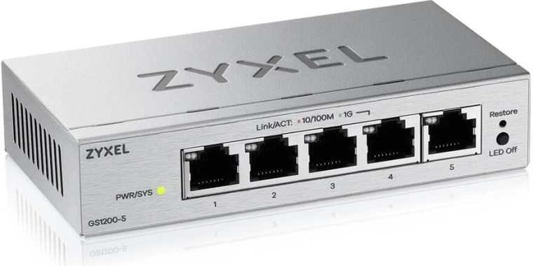 5-portowy gigabitowy przełącznik zarządzany przez WWW GS1200v3