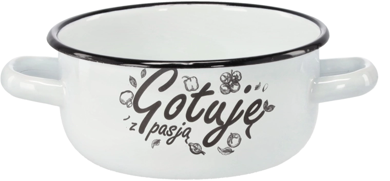 Emaliowany rondel z dwoma uchwytami 1,5 l, 15 cm, biały – Gotuję z pasją