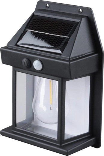 Solight LED solarna latarnia ścienna, ciepła biel, 12 × 17 cm, czarna
