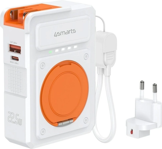 4smarts hybrydowa ładowarka 6w1 z powerbankiem 10000 mAh, 22,5 W, Qi, USB‑C/USB‑A, biała