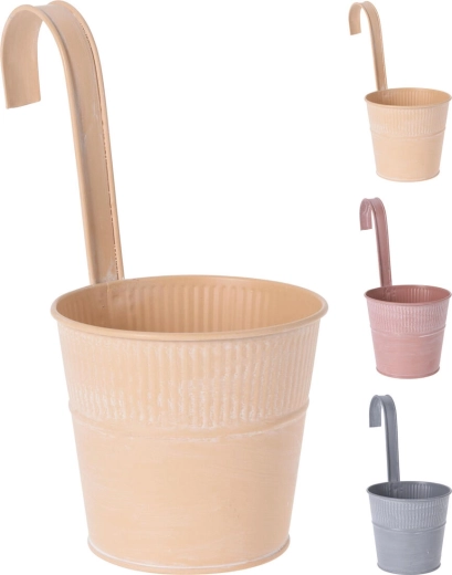 Wisząca ozdobna doniczka metalowa 12,5 cm, żłobiona powierzchnia