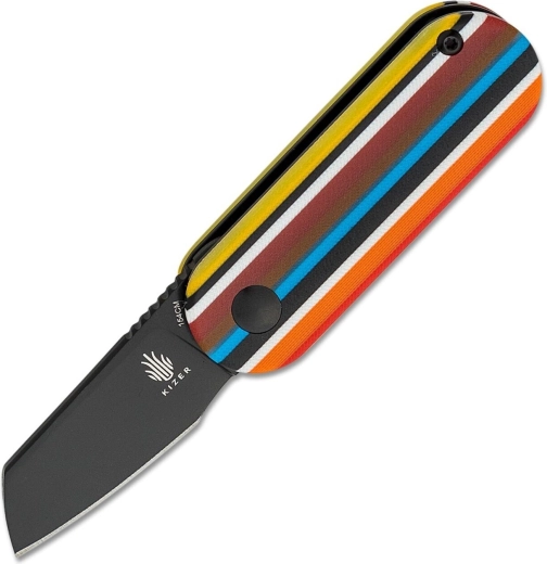 Nóż kieszonkowy Kizer Mini Bay 4,8 cm, czarny, wielokolorowa rękojeść G10