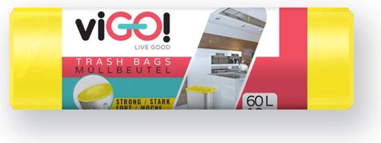 Worki na śmieci LDPE 60 l żółte 60 × 80 cm (10 szt.) VIGO
