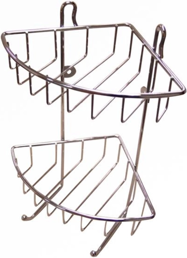 Narożna dwupoziomowa półka łazienkowa, chrom