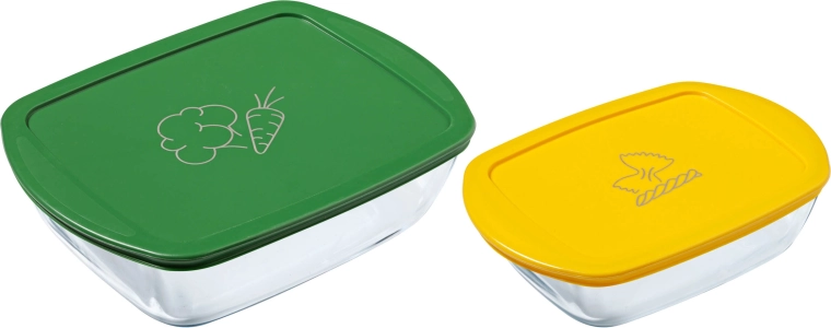 Zestaw prostokątnych szklanych pojemników PYREX 1,2 l i 2,5 l