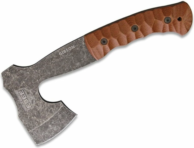 ESEE Gibson Axe – kompaktowa siekiera z rękojeścią z micarty i skórzanym pochewkiem