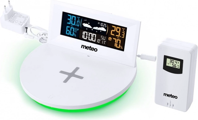 Cyfrowa stacja pogodowa z szybką ładowarką bezprzewodową Meteo