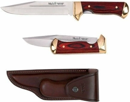 Muela PL-18R specjalny wysuwany nóż składany z stali MoVa z drewnem Pakka i skórzanym etui
