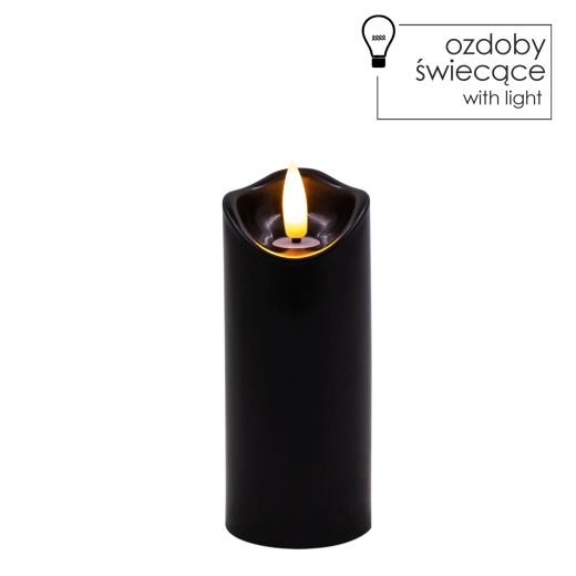 LED świeca czarna 5 × 12,5 cm z migoczącym płomieniem