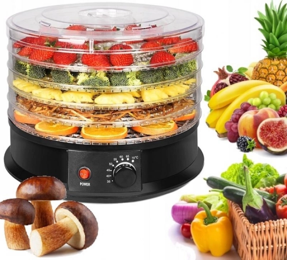 Elektryczna suszarka do żywności, 5‑poziomowa, 250 W, Ø 32 cm