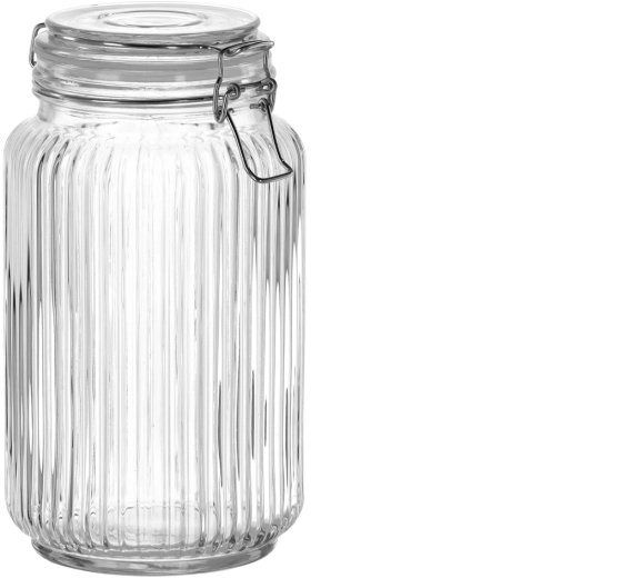 Szklany pojemnik z hermetyczną pokrywką, prążkowany 1,6 l