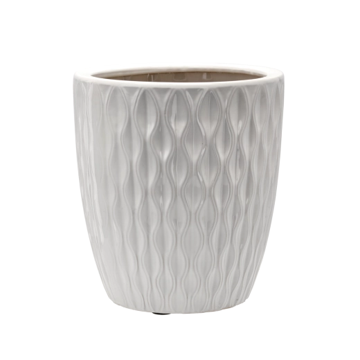 Ceramiczna osłonka na doniczkę, biały połysk, 32 × 32 × 35,5 cm