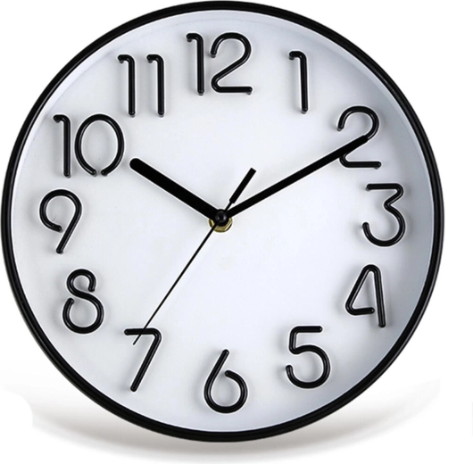 Zegary ścienne z trójwymiarową tarczą, 25,3 cm, czarne i białe