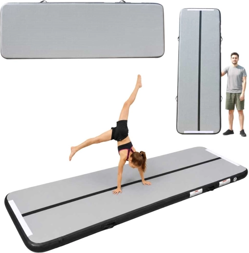 Air track – dmuchany materac gimnastyczny 300 × 100 × 10 cm, szary
