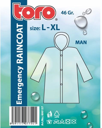 Męska peleryna przeciwdeszczowa z kapturem L–XL