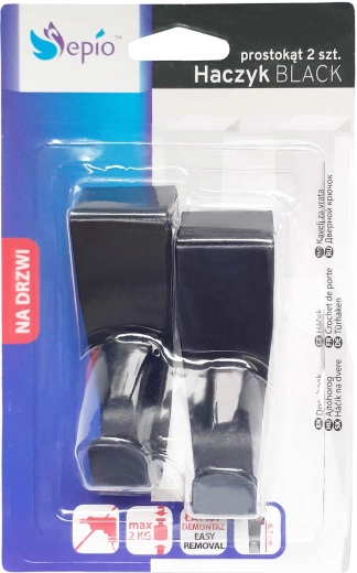 Nierdzewny haczyk na szufladę, czarny, 2 szt.