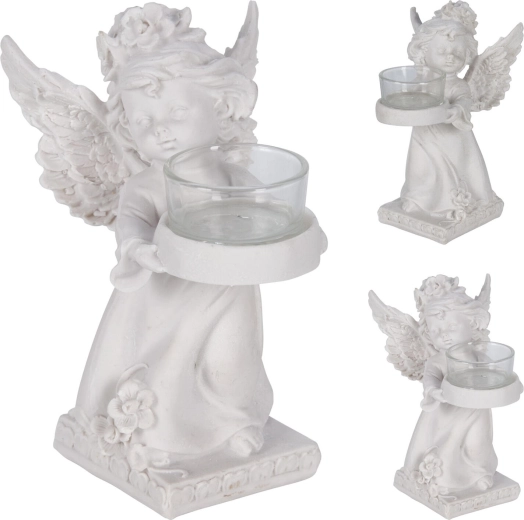 Dekoracja anioła na tealight, 17 cm, biała – 1 sztuka