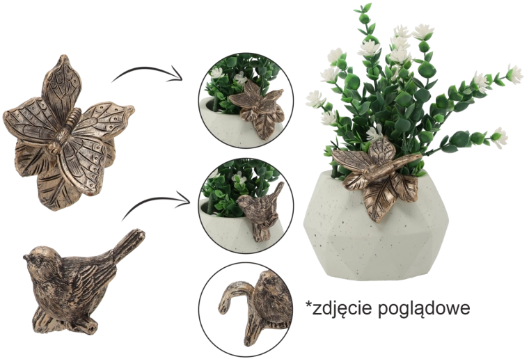 Ogrodowa dekoracja na doniczkę – ptak lub motyl