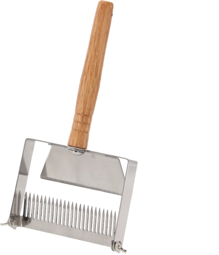 Ociekowa widelec do odsklepiania miodu ze stali nierdzewnej z drewnianą rękojeścią 25 × 13 cm