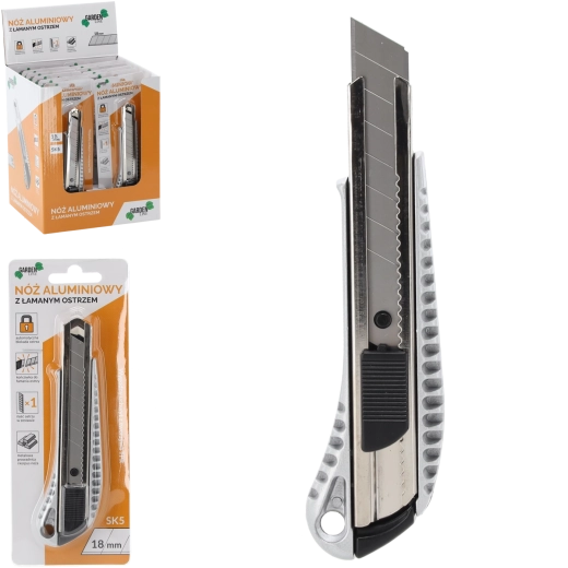 Aluminiowy nóż z odłamywanym ostrzem 18 mm