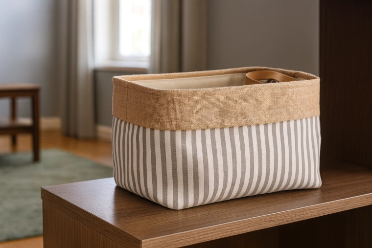 Tekstylny kosz do przechowywania w paski 25 × 35 × 22 cm