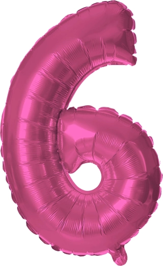 Balon foliowy TORO cyfra 6, 30 cm – Różowy