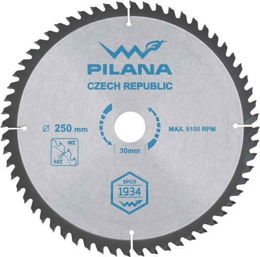 Tarcza pilarska PILANA SK 5255 WZ 250 mm, 60 zębów, otwór 30 mm
