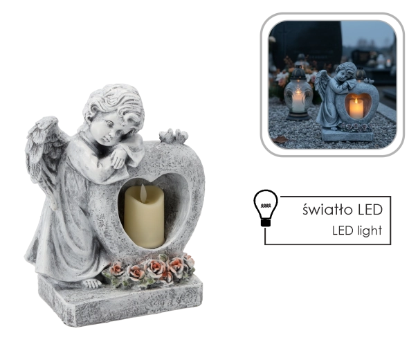 Anioł serce ze świeczką LED dekoracja