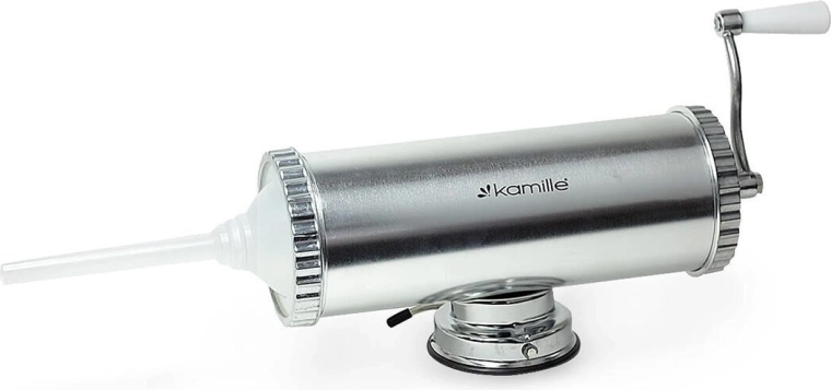 Ręczna napełniarka do kaszanki i kiełbas z aluminium z przyssawką i 3 nasadkami