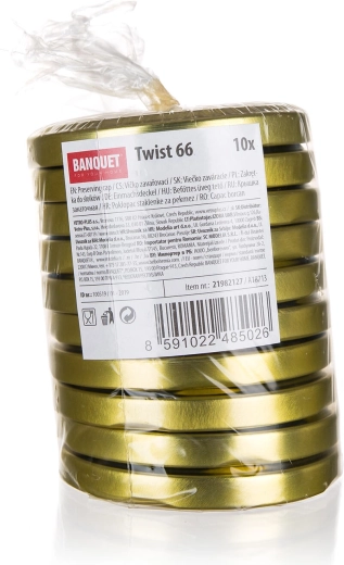 Wieczka do wekowania Twist 66 mm złote (10 szt.)