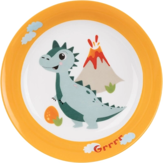 Dziecięcy głęboki porcelanowy talerz z motywem DINO 19 cm