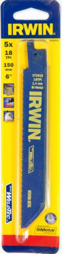 Brzeszczot do piły szablastowej do metalu 150 mm 18 TPI IRWIN (5 szt.)