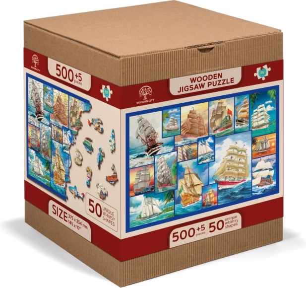 Drewniane Puzzle Żaglowiec 2w1 505 elementów od Wooden City