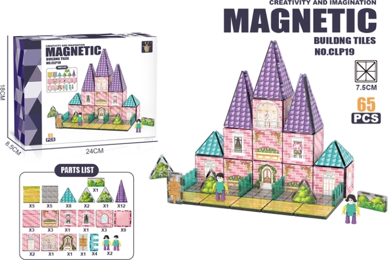 Magnetyczne klocki konstrukcyjne Zamek 65 elementów