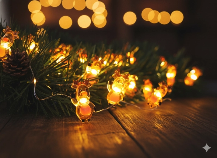 Świetlny łańcuch LED z motywem jelonków, 20 świateł, na baterie