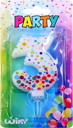 Świeczka urodzinowa numer 3 w kropki