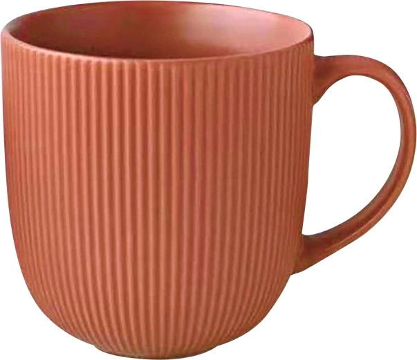 Ceramiczny kubek KITCHISIMO 510 ml, żebrowany, ceglasty