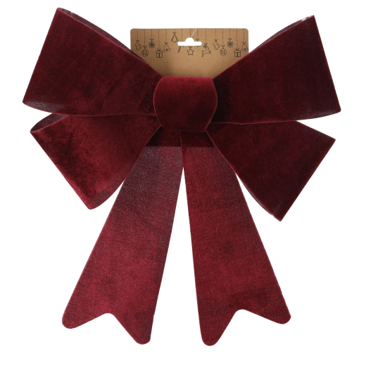 Świąteczna kokarda z weluru bordowa 36 × 51 cm