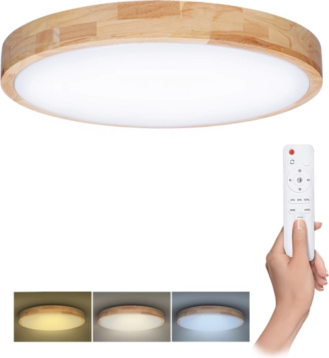 Solight LED lampa sufitowa i ścienna z pilotem Solid Oak 60 W, 51 cm, ściemnialna, CCT 3000–6500 K
