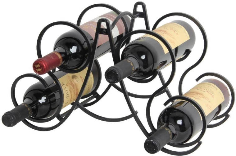 Stojak na 4 butelki wina, czarny mat