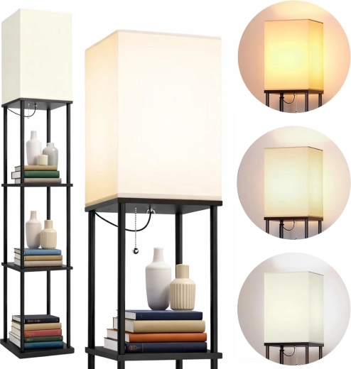 Lampa stojąca z półkami Renew Force 2w1
