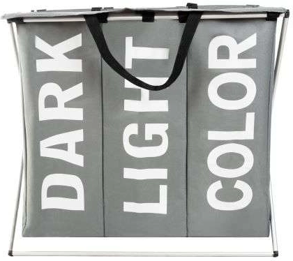 Trójkomorowy kosz na pranie ze składanym stelażem