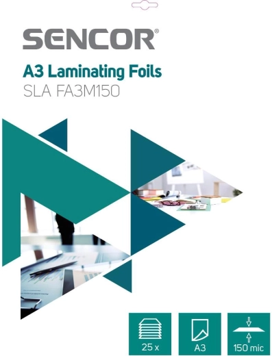 Folie do laminowania SENCOR A3, 150 mikronów, 25 sztuk