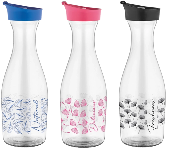 Szklana karafka Odessa 1 l z pokrywką, dekorowana