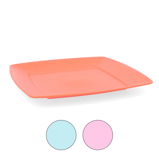 Kwadratowy płytki talerz 23,5 cm z wytrzymałego plastiku