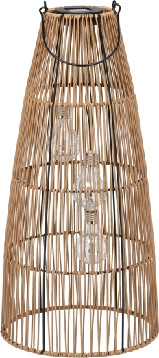 Solarny lampion ogrodowy z rattanu 55 cm, brązowy