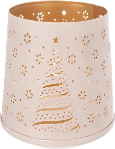 Metalowy świecznik Tree biało-złoty 14 cm