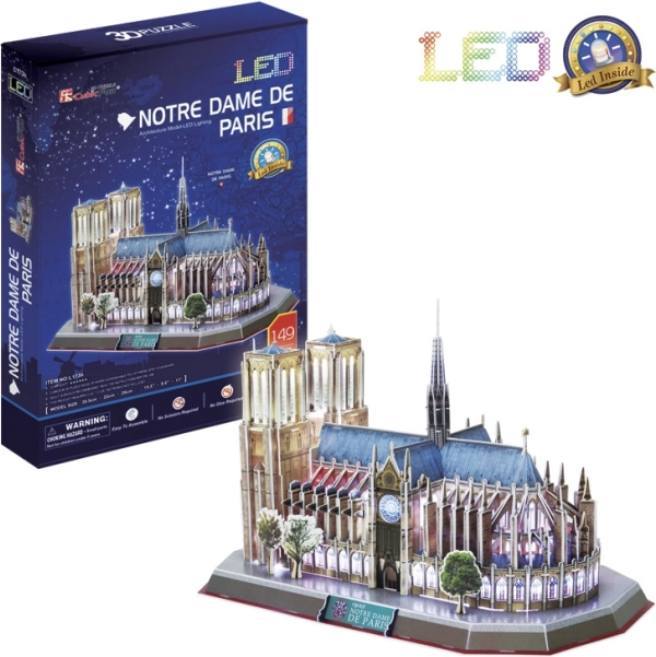 Świecące puzzle 3D Katedra Notre-Dame 149 elementów
