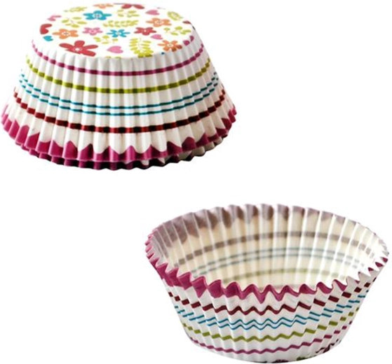Papierowe papilotki na muffiny TORO, 60 szt., motyw kwiatki