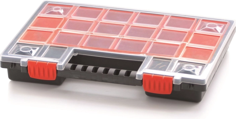 Plastowy organizer z 11 wyjmowanymi pudełkami NORB